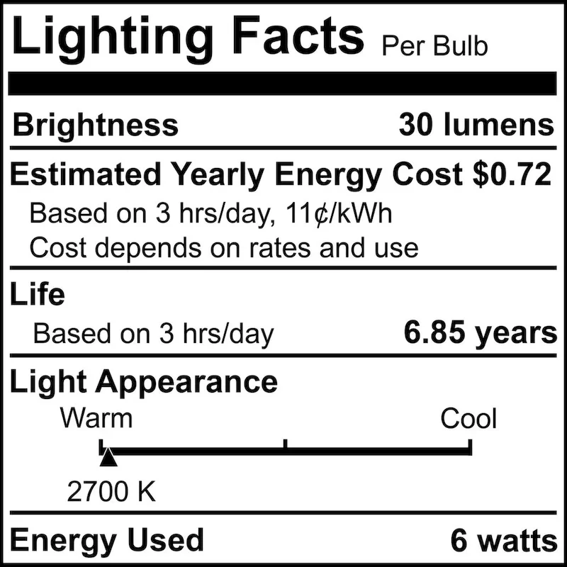 Bulbrite Pack of (25) 6 Watt Dimmable S6 Incandescent Light Bulbs with Candelabra (E12) Base, Clear - Warm White Light