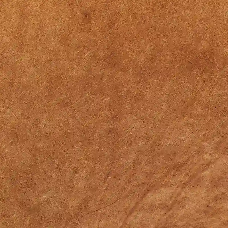 Poly & Bark Turin Ottoman in Cognac Tan with Wood Legs - Full Grain Genuine Italian Leather