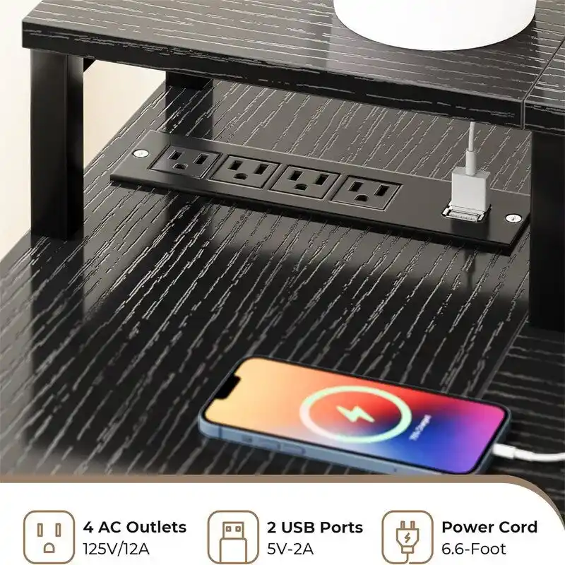 L Shaped Gaming Desk with LED Lights