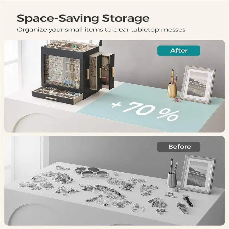 Jewelry Box with Glass Window - 6.1D x 10.3W x 12.6H