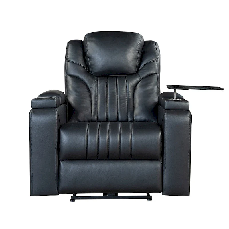 PU Leather Power Recliner Chair with Power Adjustable Headrest, USB Port, Storage Arms, Cup Holder Swivel Tray Table