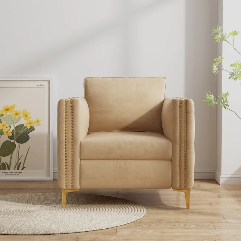 Khaki 35.4 Button Tufted Arm Chair