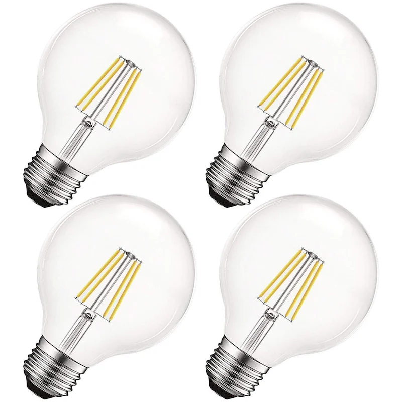Luxrite Vintage G25 LED Globe Light Bulbs 60W Equivalent, 550 Lumens, Dimmable, Clear Glass, E26 Standard Base (4 Pack)