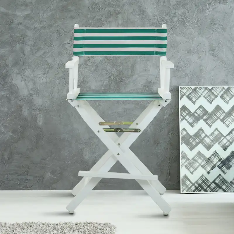 24 Director's Chair White Frame-Teal Cabana - 23W x 19D x 39.5H