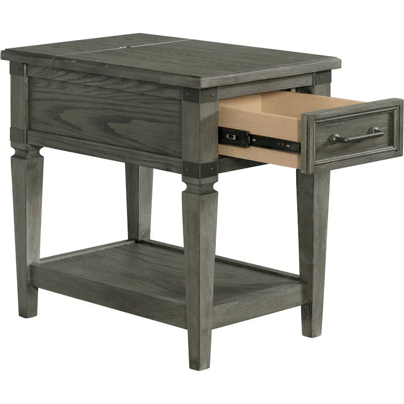 Foundry Brushed Pewter Chairside Table