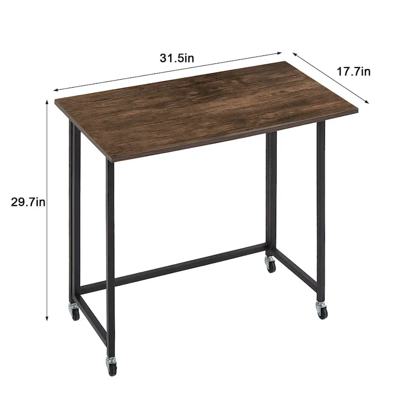 Rolling Folding Computer Desk 31.5, No Assembly Required, Space-Saving Foldable Laptop Table for Home Office