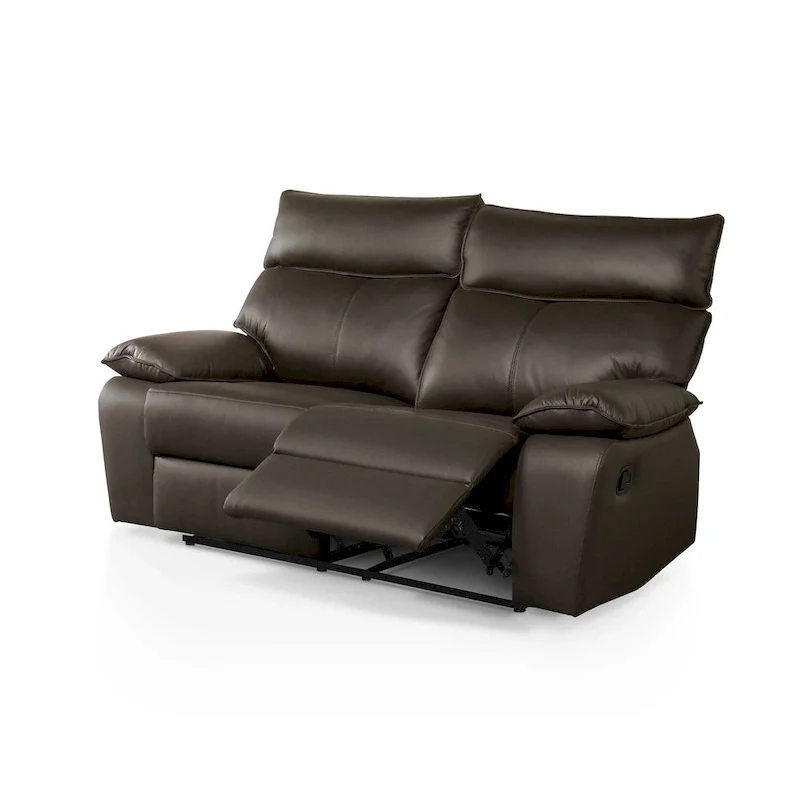 Furniture of America Yuleigh Modern 2-Piece Leather Match Reclining Sofa Set with FSC Certified Wood Frame