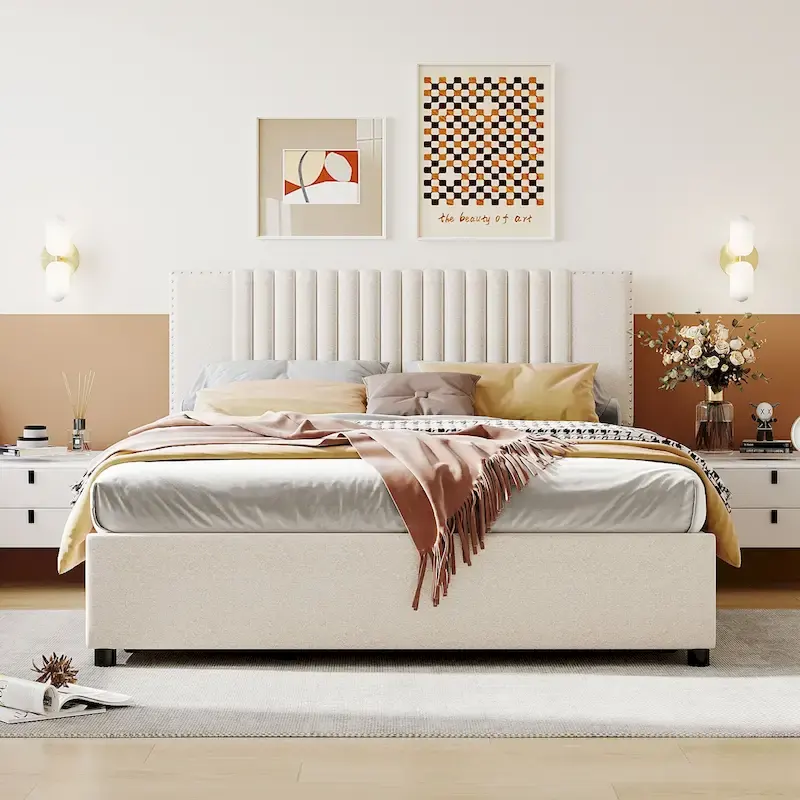 Queen Size Upholstered Platform Bed