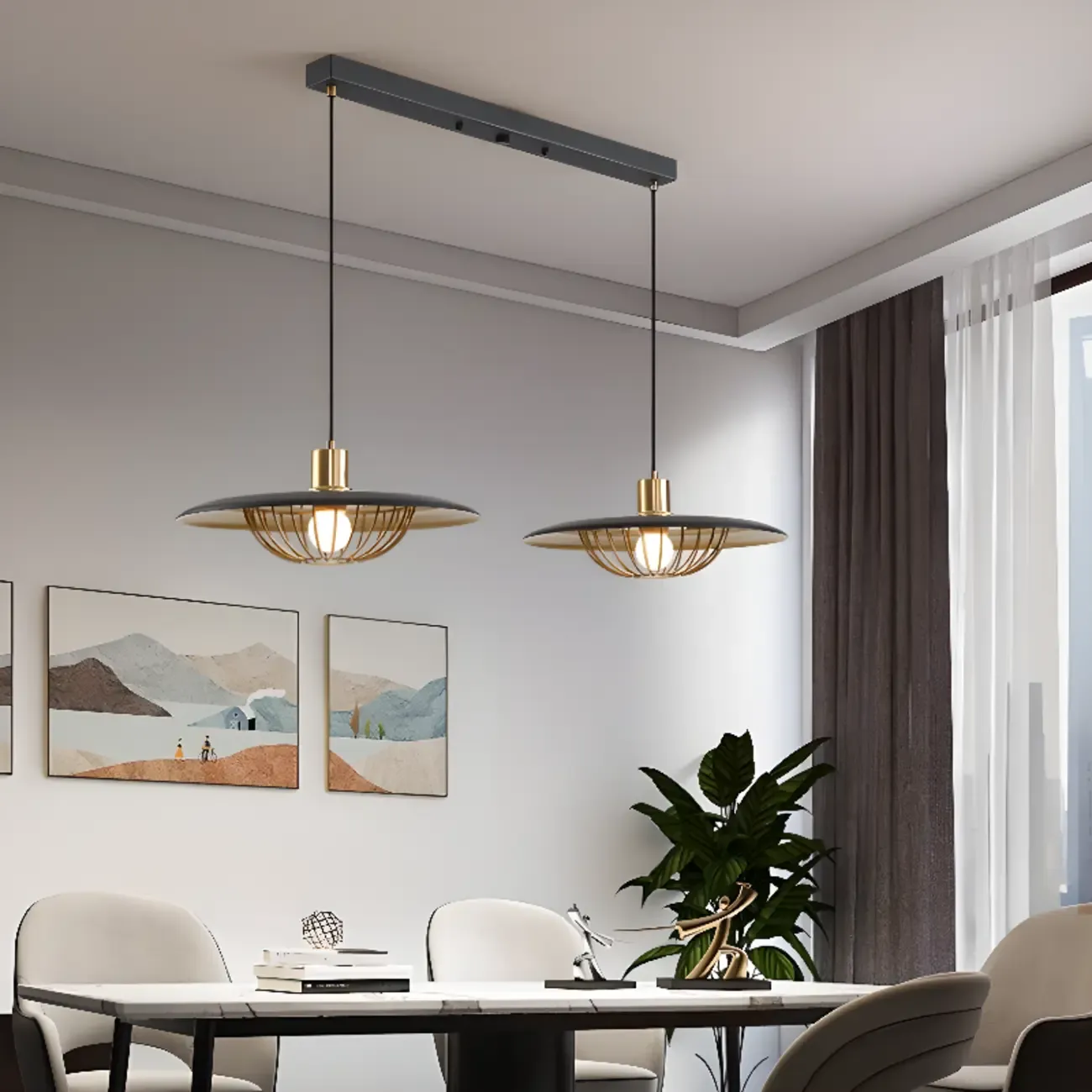 Modern Black Metal Island Pendant Light for Kitchen