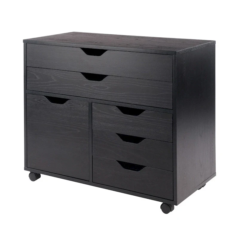 30.75 Black 3 Section Mobile Filing Cabinet