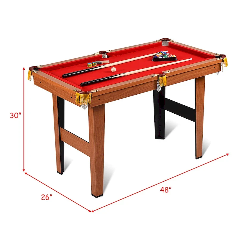 Costway 48 Mini Table Top Pool Table Game Billiard Set Cues Balls - 48L x 26W x 30H