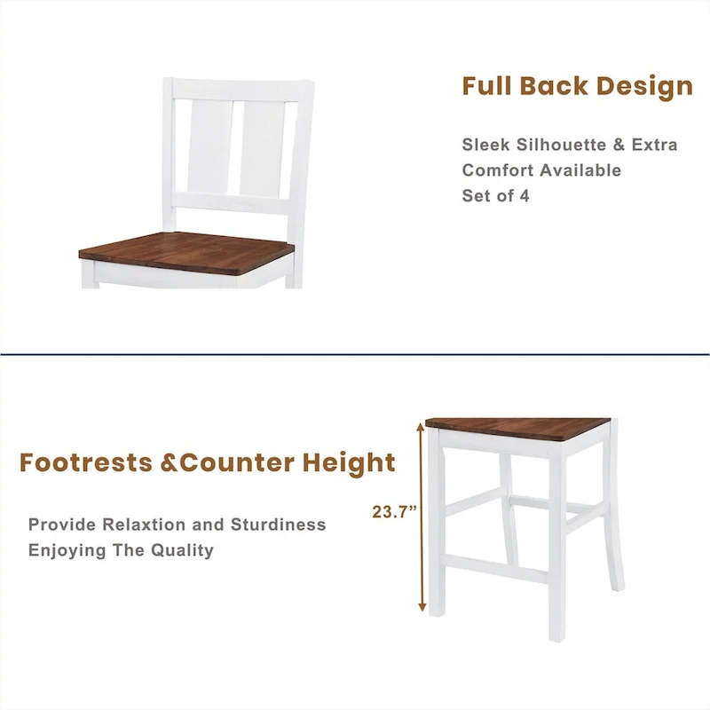 Rustic Farmhouse 5-Piece Counter Height Dining Table Set