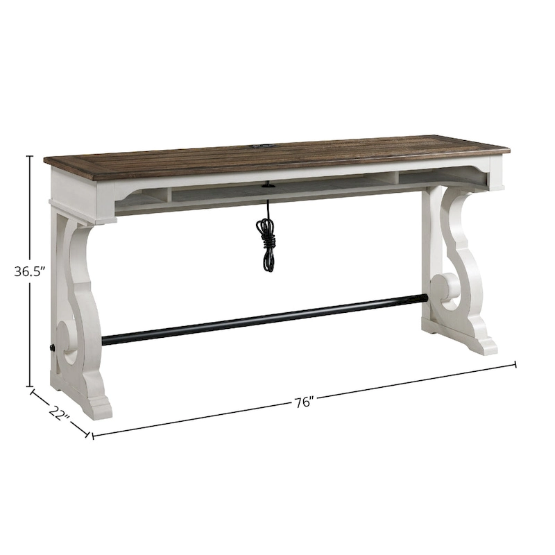 Drake Sofa Bar Table by Intercon, Two-Toned Rustic White and French Oak Finish