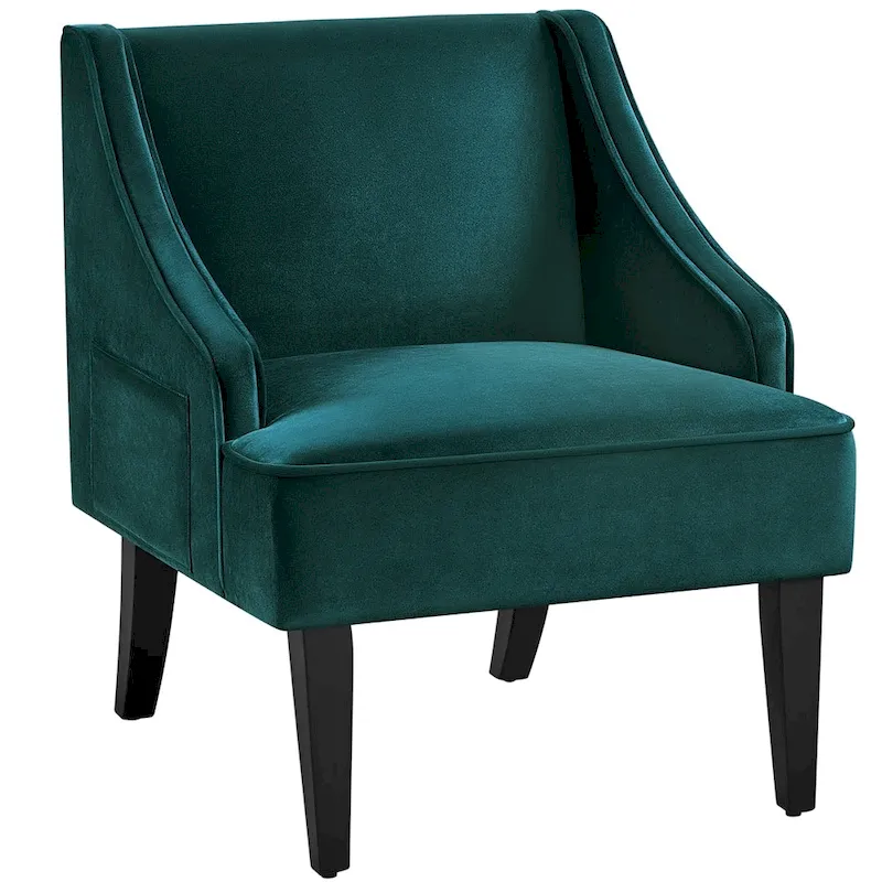 Mid-Century Velvet Accent Armchair – Blue / Teal / Grey, Single Seat