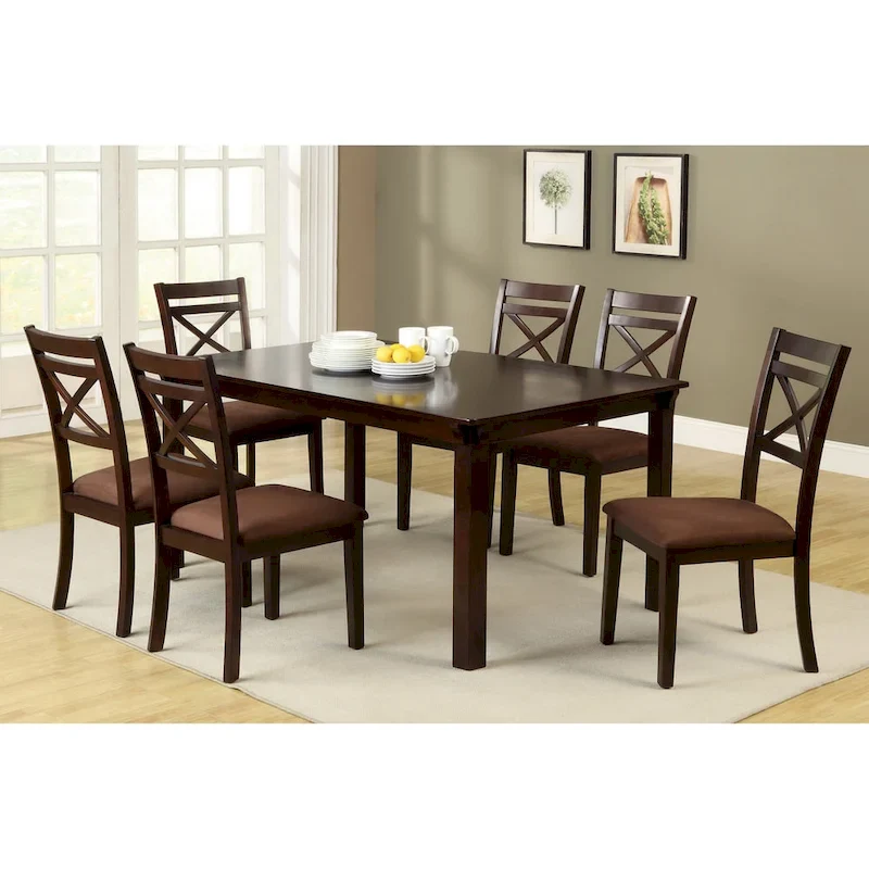 Wivo Contemporary Brown Solid Wood 7-Piece Dining Set by Furniture of America
