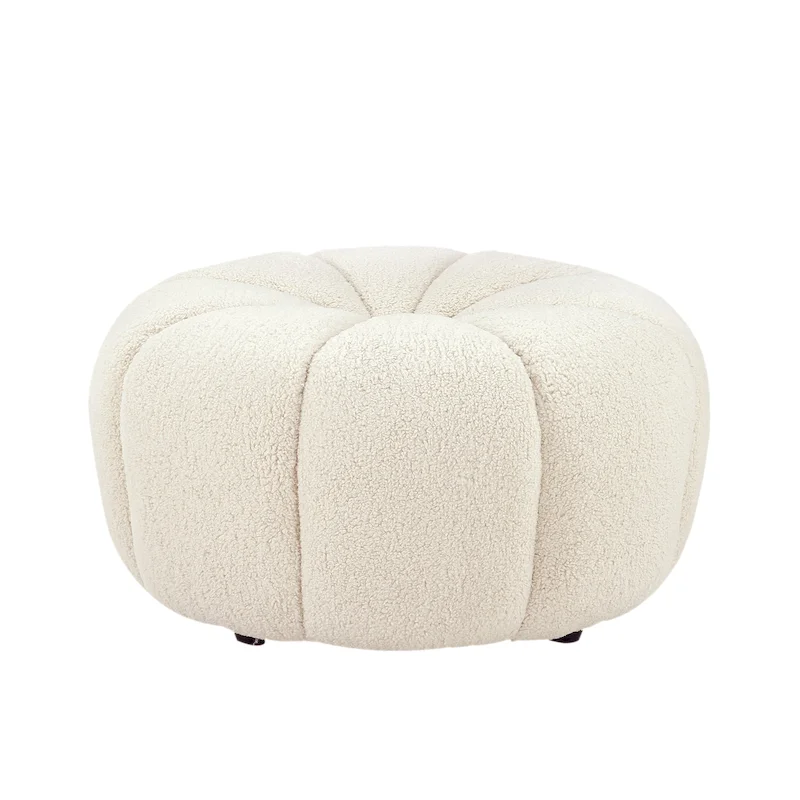 Pasargad Home Noho Pompeii Boucle Ottoman, Cream