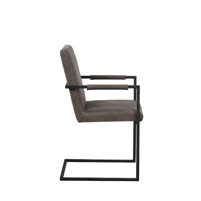 Brown Upholstered Dining Chairs with Sled Base - Set of 2