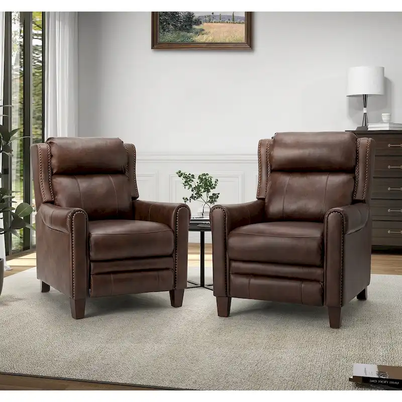 Felisa 32.48 Wide Genuine Leather Manual Recline Set of 2