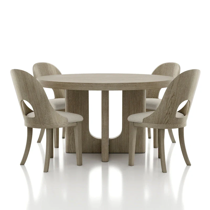 Piez Modern 5-Piece Solid Wood Round Dining Set