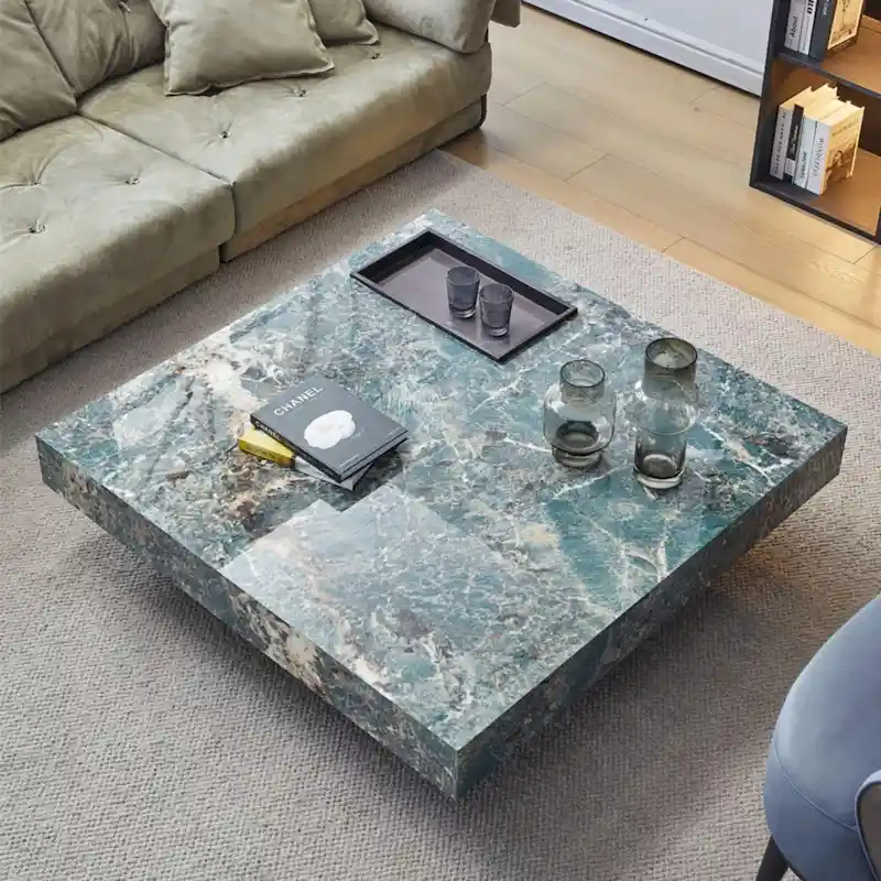 JASIWAY Light Luxury Sintered Stone Square Coffee Table