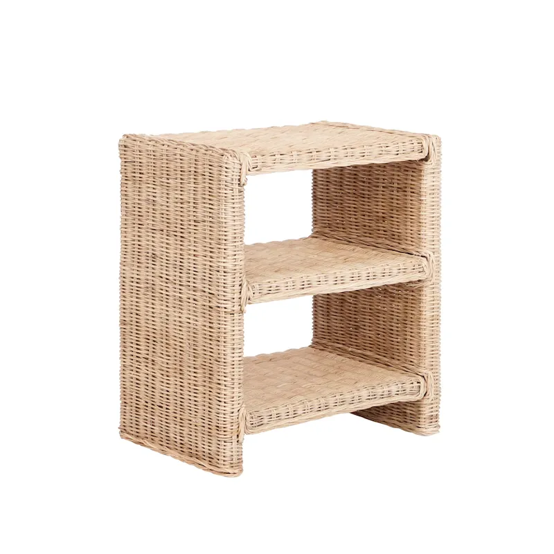 Spiroa 22 Coastal Bohemian Rattan/Wood 3 Tier End Table, Natural, by JONATHAN Y - 22.04