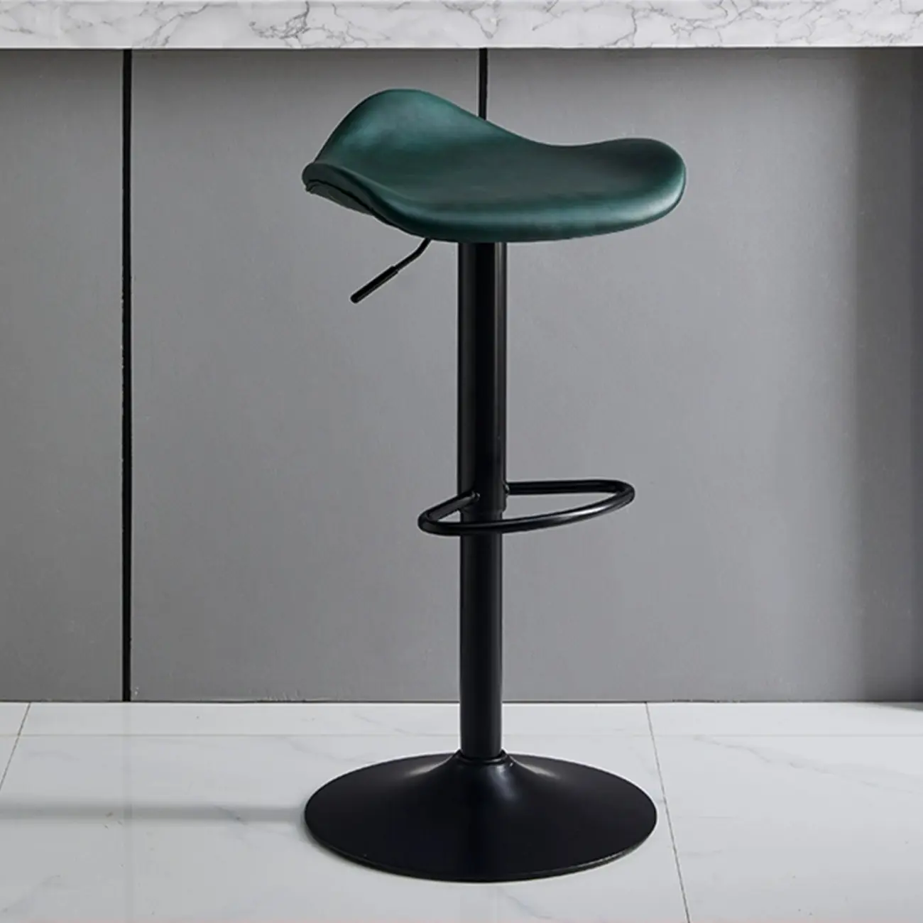 Saddle Black Pedestal Swivel Adjustable Bar Stool