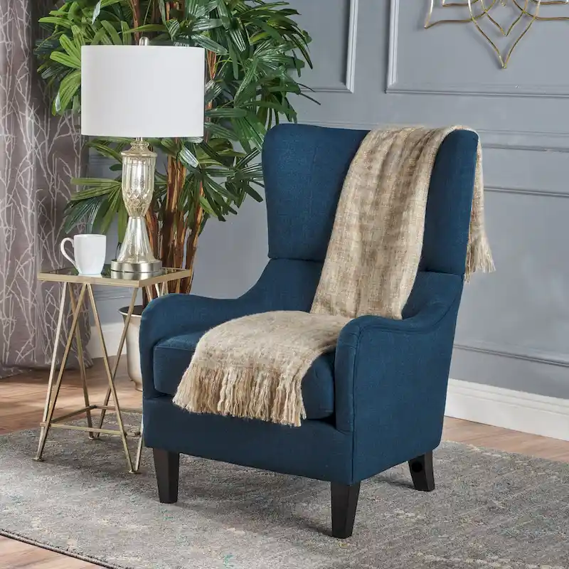Navy Blue 27 High Back Accent Chair with Wing Back