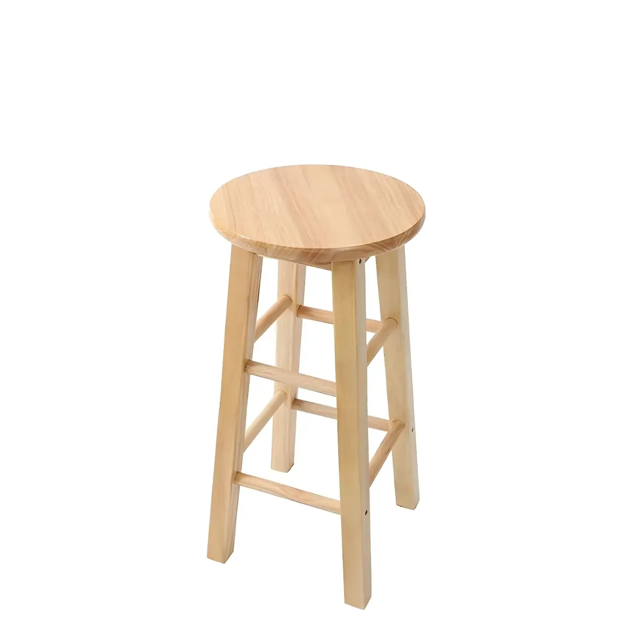 Round Oak Wood Backless Counter Height Bar Stool
