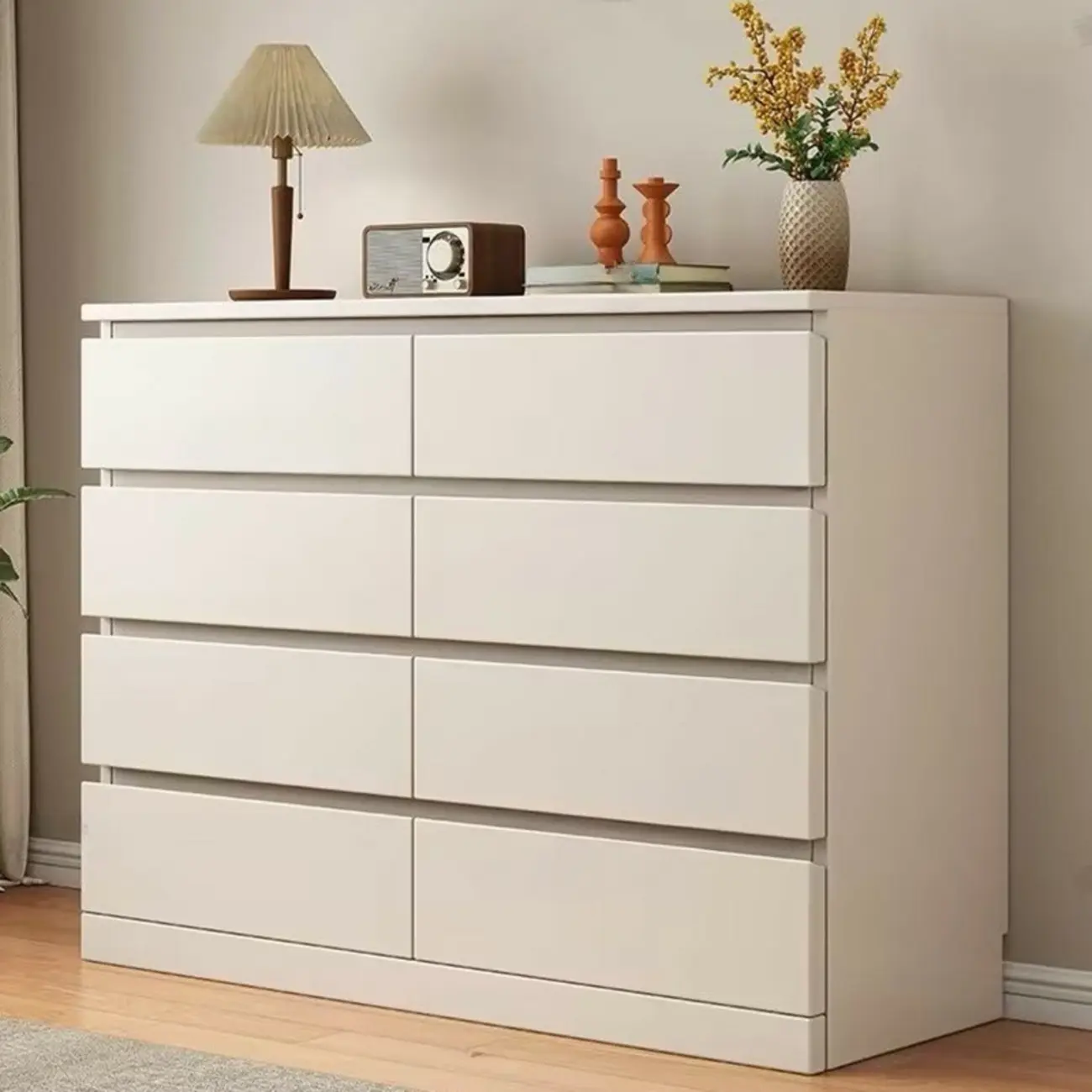 Modern Natural Wood Gloss Surface Dresser with 8-Drawers