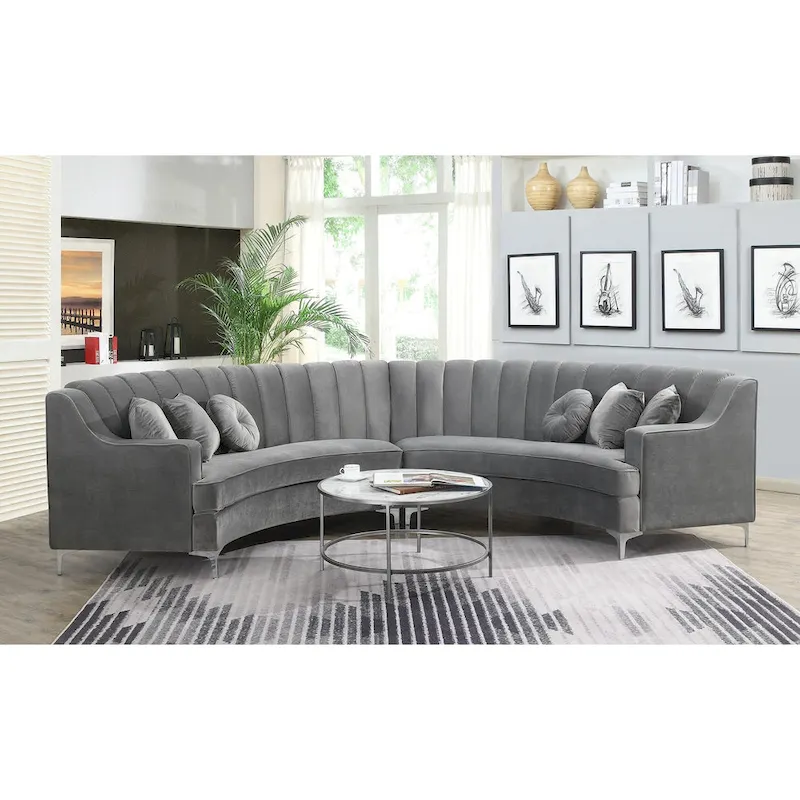 Round Circle Couch Symmetrical Modular Curved Velvet Sectional Sofa