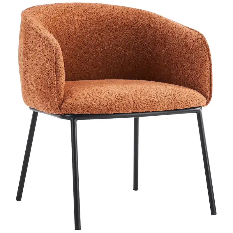 Set of 1 Boucle Upholstered Accent Barrel Armchair