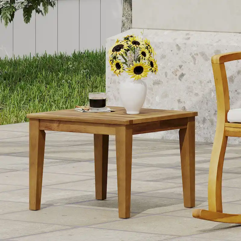 Hampton Wood Side Table in Natural Acacia Wood