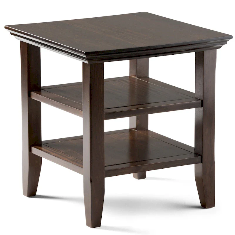 Square End Table with Open Shelves - 19 Inch Wide