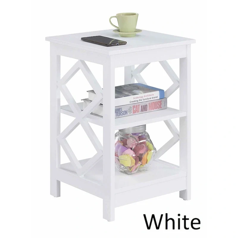 Convenience Concepts Diamond End Table with Shelves