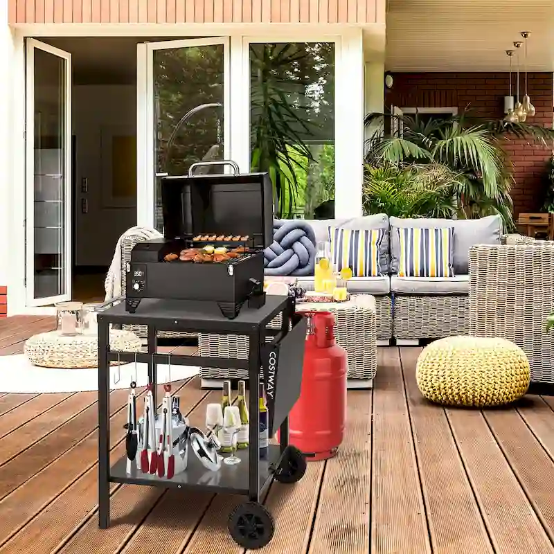 Double-Shelf Movable Dining Cart Table Multifunctional Kitchen - See Details