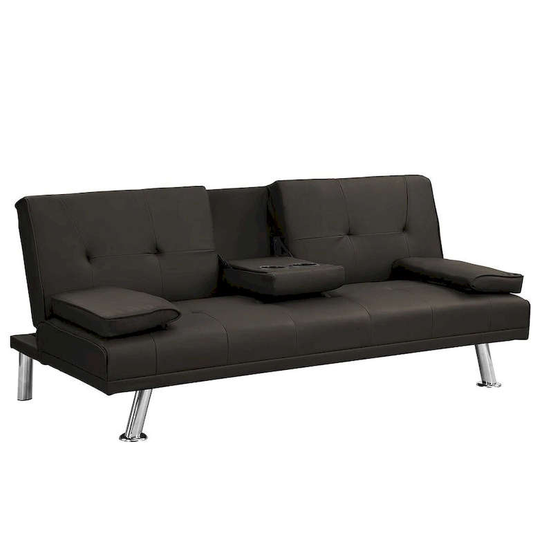 Modern Convertible Adjustable Sofa Bed - Faux Leather Recliner Double Sofa