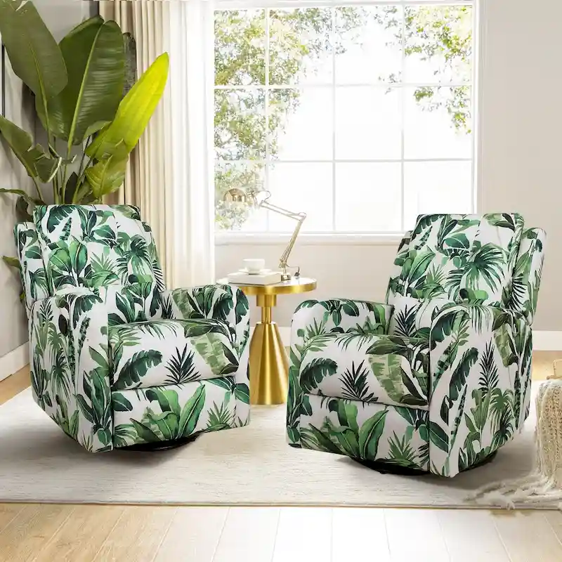 Manual Swivel Recliner with Tufted Back Set of 2