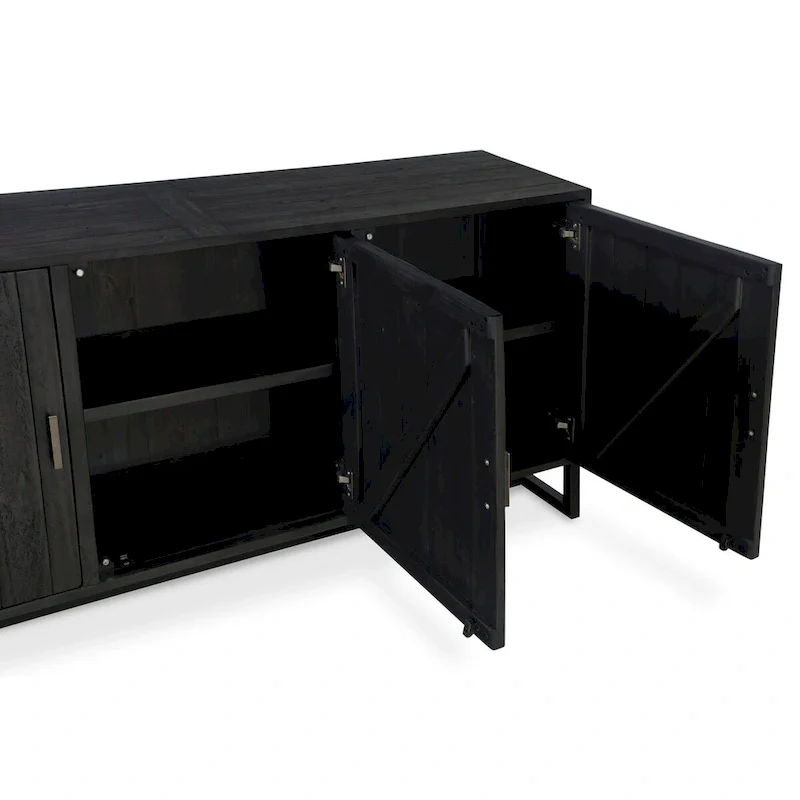 Reclaimed Pine Sideboard - Natural Wood - Metal Base - 68