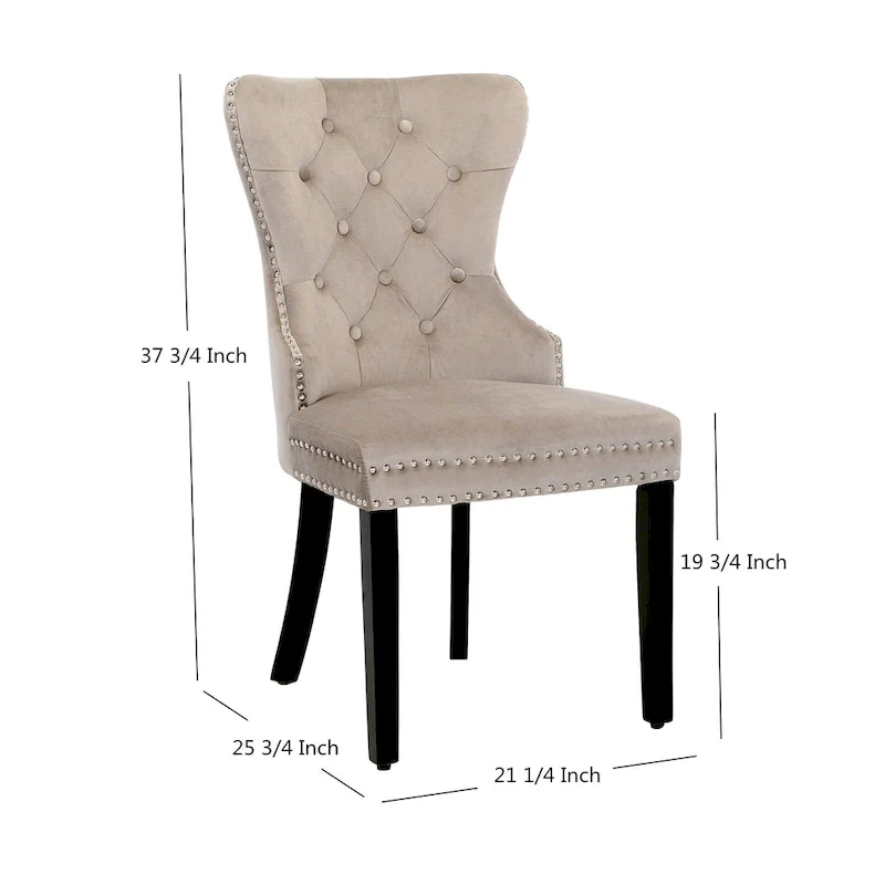 Grandview Tufted Wingback Dining Chair (Set of 4) with Nailhead and Ring Pulls