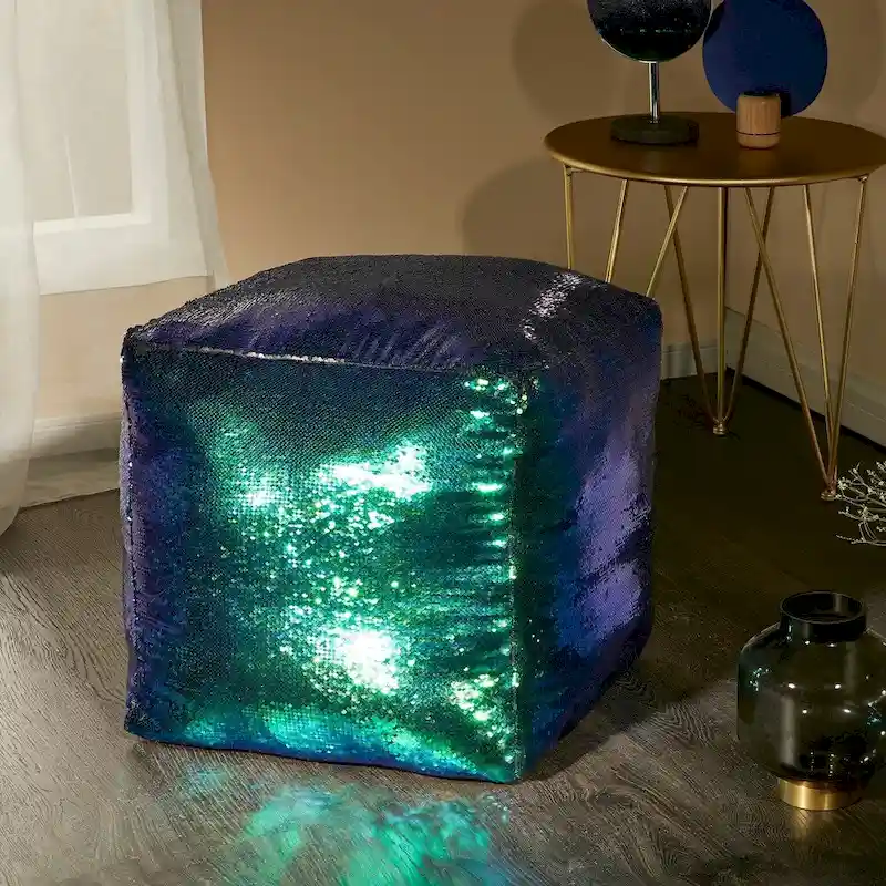Reversible Sequin Mermaid Pouf