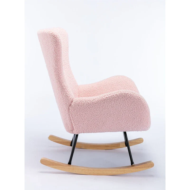 Velvet Fabric Padded Seat Rocking Chair