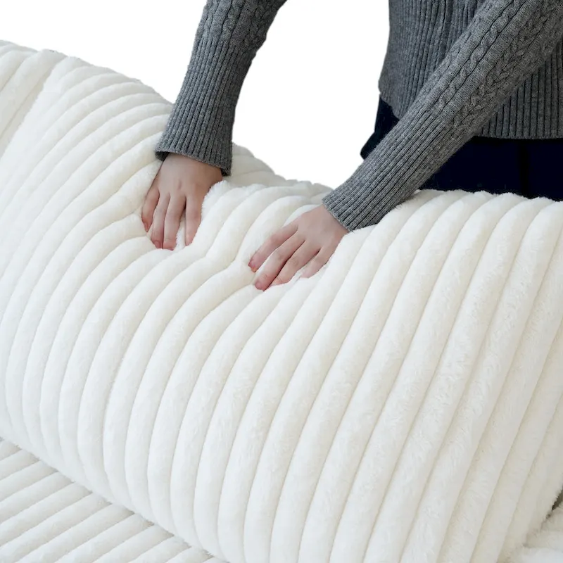 L-shaped Polyester Fabric Couch Modern Sectional Sofa with Ottoman