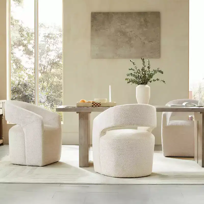 Spruce&Spring Modern Barrel Dining Chair with Caster & Open Back No Assembly Anywhere Chair