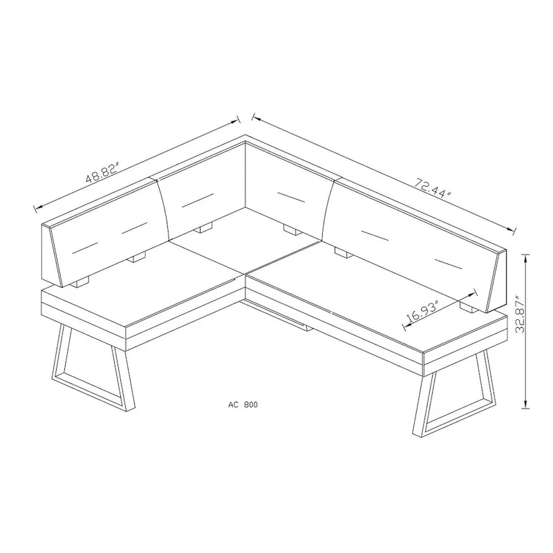 Tufted Faux Leather Reversible Dining Nook – Grey, Single
