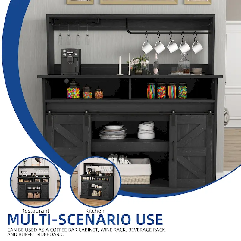 Farmhouse Coffee Bar Cabinet - 15.1D x 47.2W x 51.5H