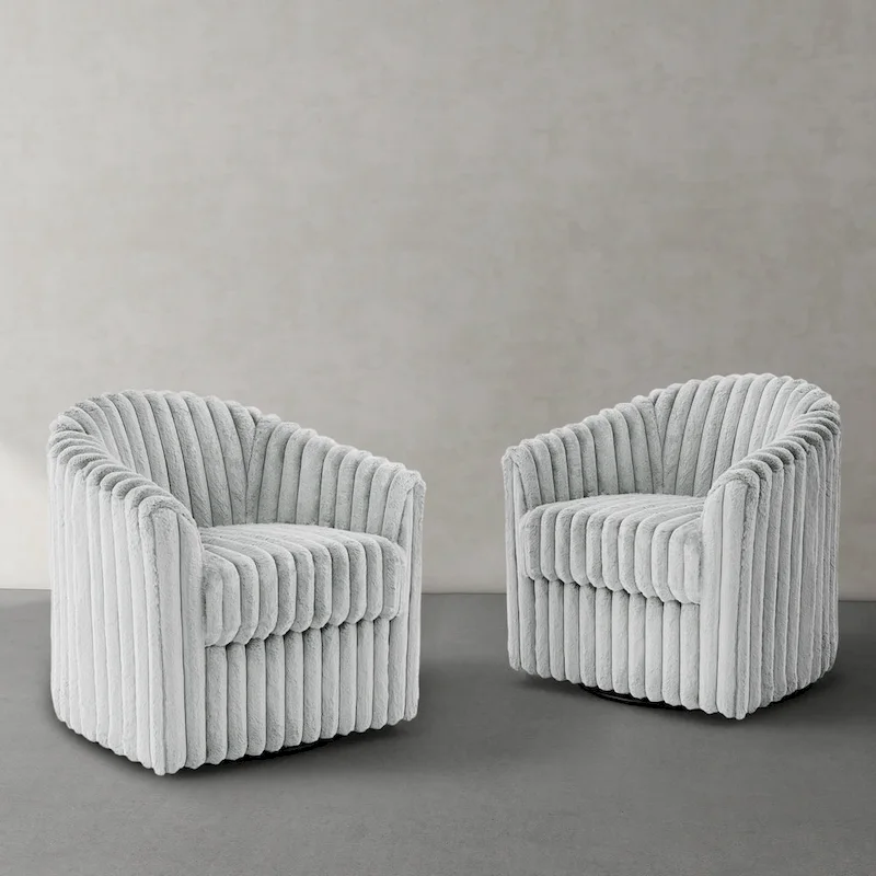 Single Sofa Armchair Swivel Barrel Chair (Set of 2)