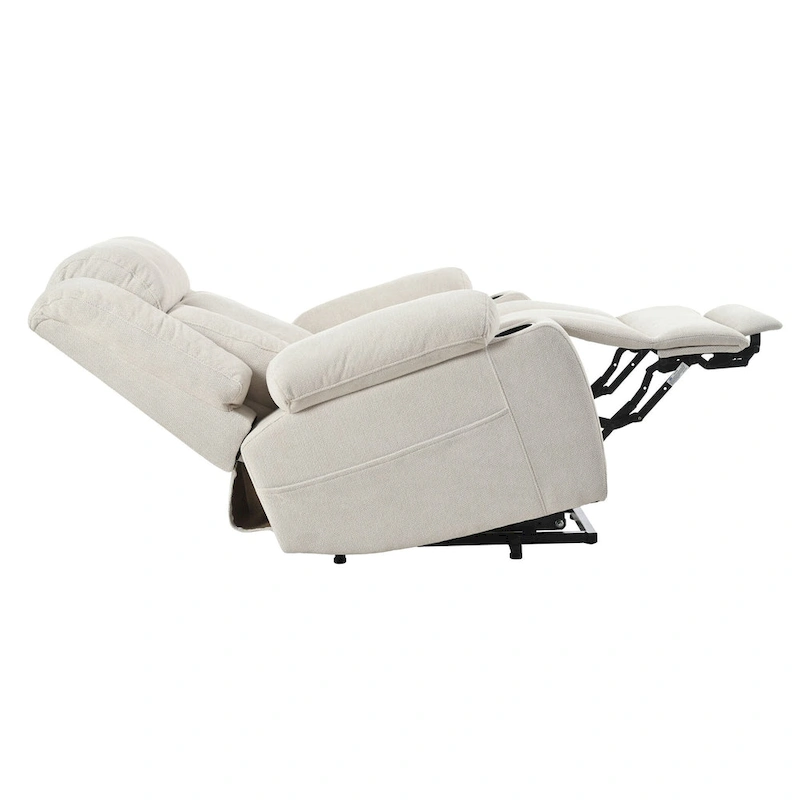 Snowflake Velvet Fabric Power Lift Recliner w/Extended Footrest