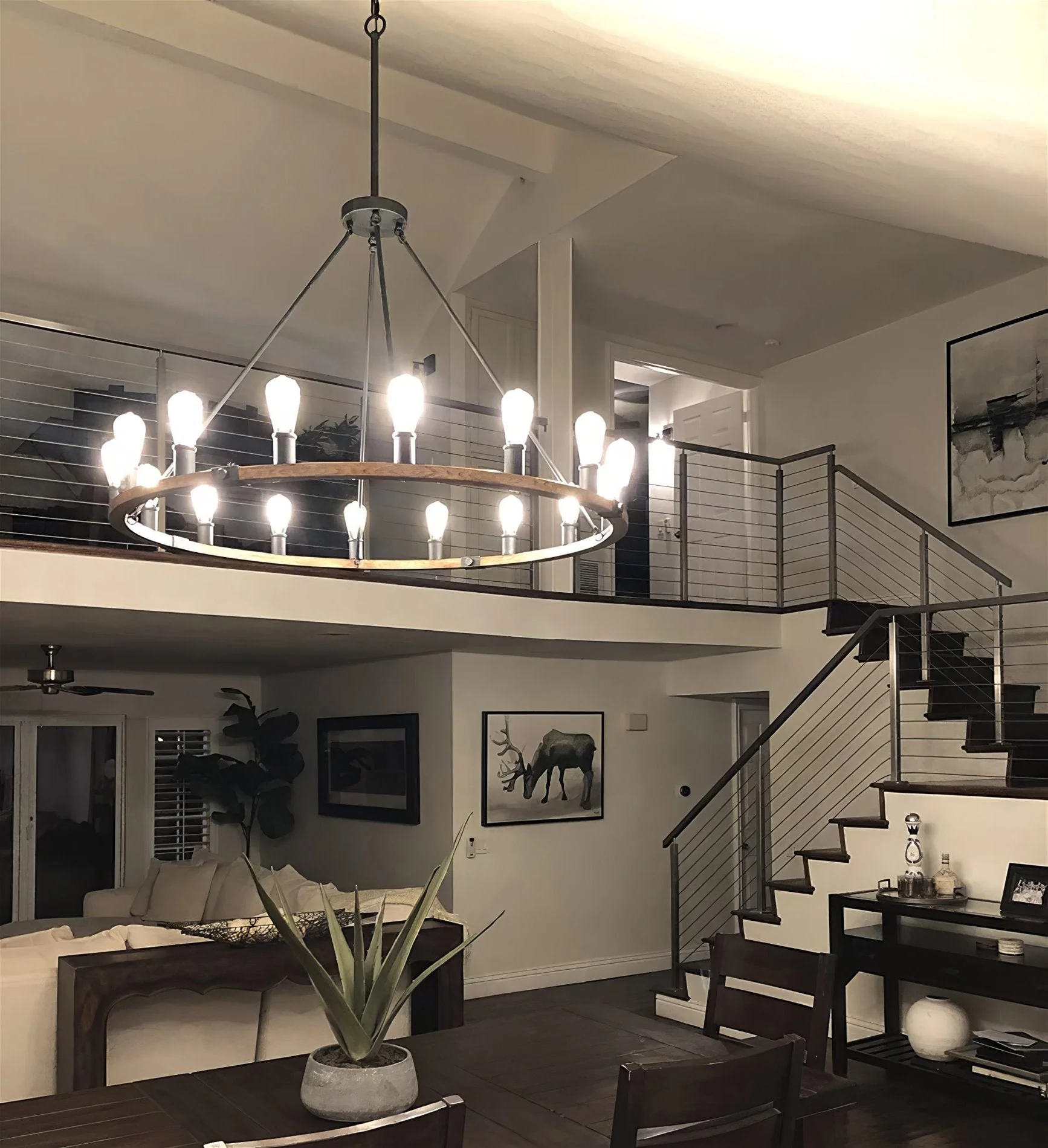 Homestead 48 Large Farmhouse Wagon Wheel Foyer Chandelier