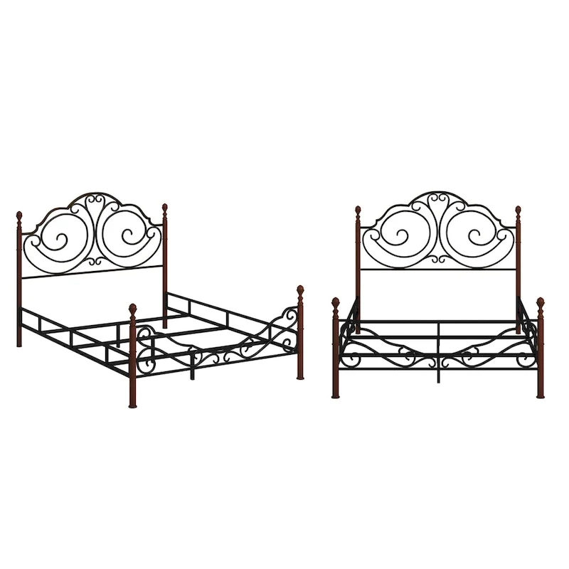 Cesky Graceful Scroll Bronze Metal Bed