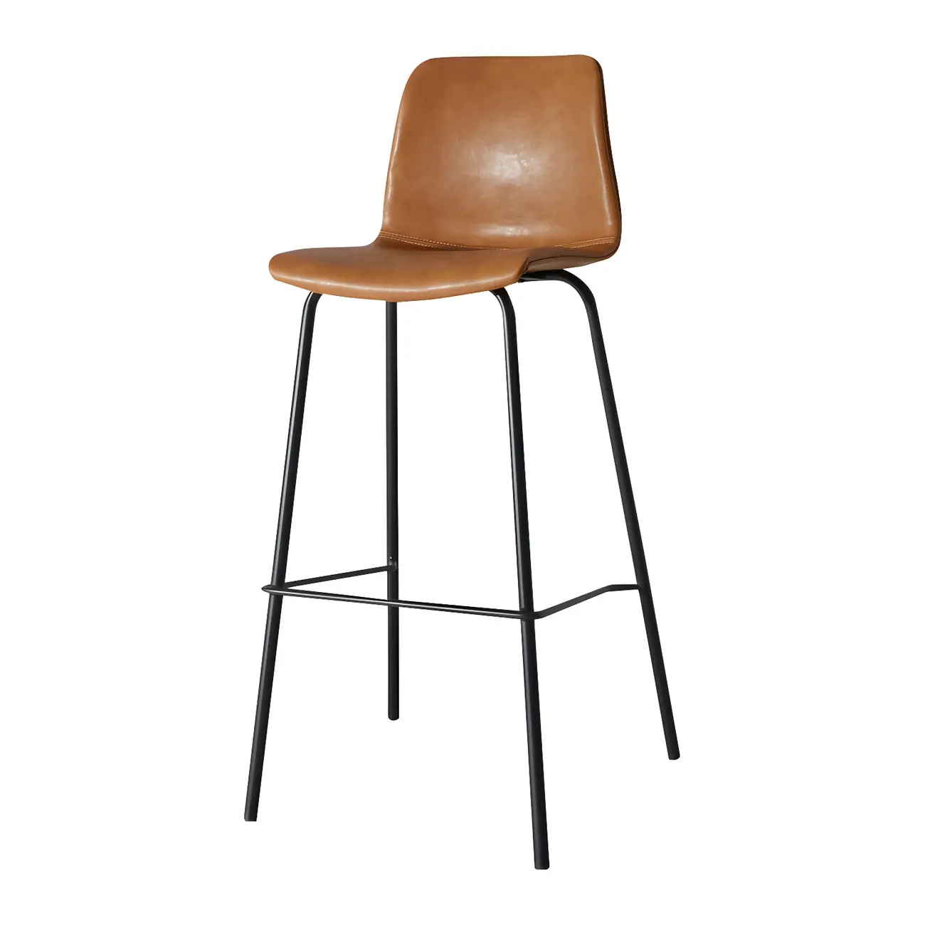 Brown Saddle Metal Frame Leather Counter Stools with Backs